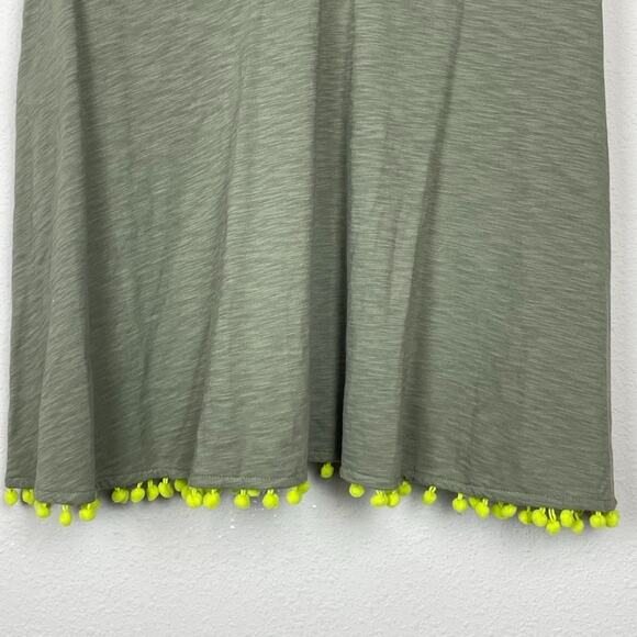 Lisa Todd Sleeveless Top Sz S Green Crisscross Pompom Trim Cotton‎ Boho Festival - Picture 3 of 5